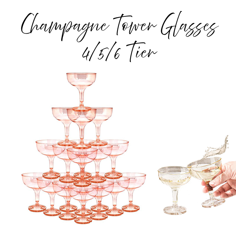 Champagne Tower Set - 4-6 уровневые акриловые очки для шампанского,