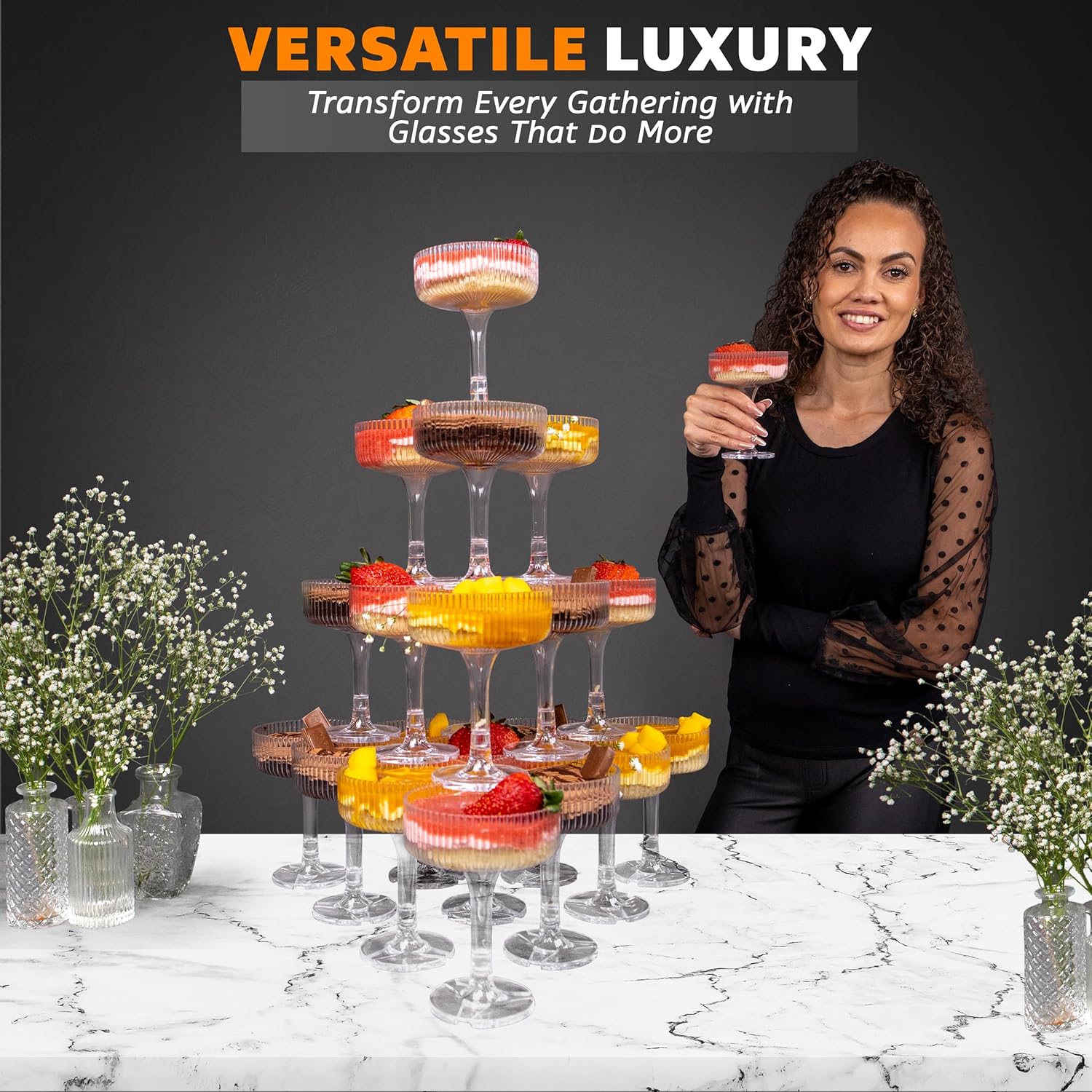 20-60 шт. АКРИЛОВАЯ башня для  – обзор и цена Champagne Tower Set